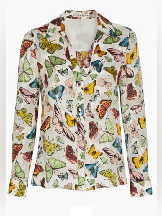 Alice + Olivia Tops - Alice + Olivia Eloise Butterfly Print Button-Up Shirt